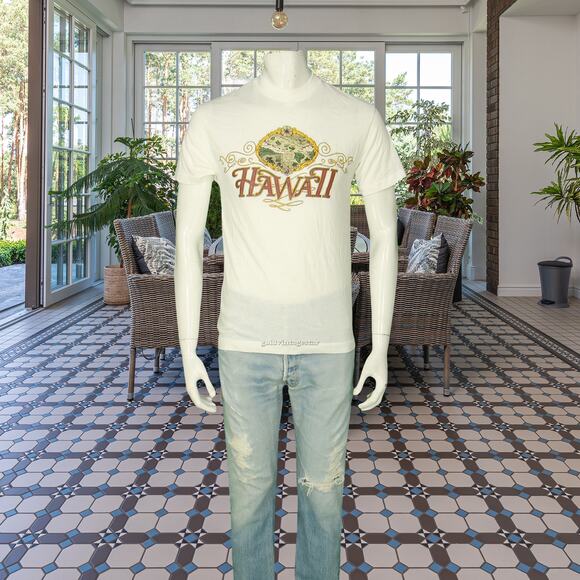 Vintage Hawaii Map Tourist Souvenir Traveler USA Made Single Stitch T Shirt Tee - Picture 3 of 5